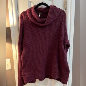 Free People Burgundy Cowl Neck Sweater